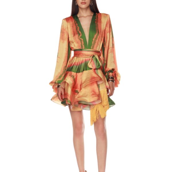 Bronx and Banco Yellow Bedouin Horizon Mini Dress  a harmonious blend of structured elegance and timeless sophistication.
