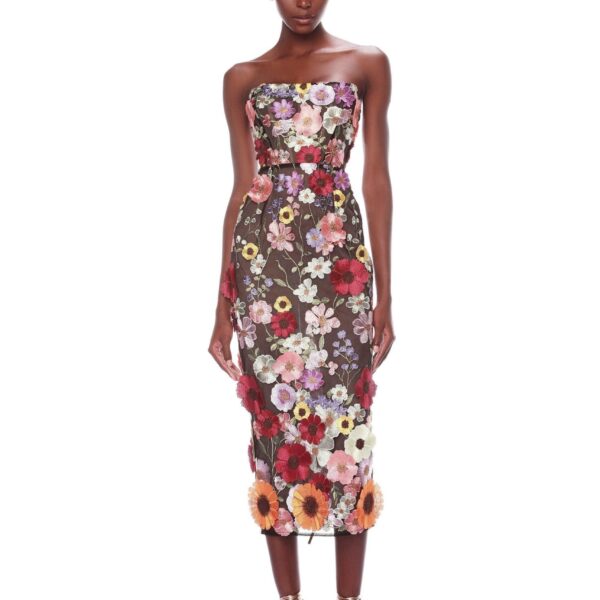 Bronx and Banco Multicolour Bouquet Maraya Multi Midi Dress  a harmonious blend of structured elegance and timeless sophistication.