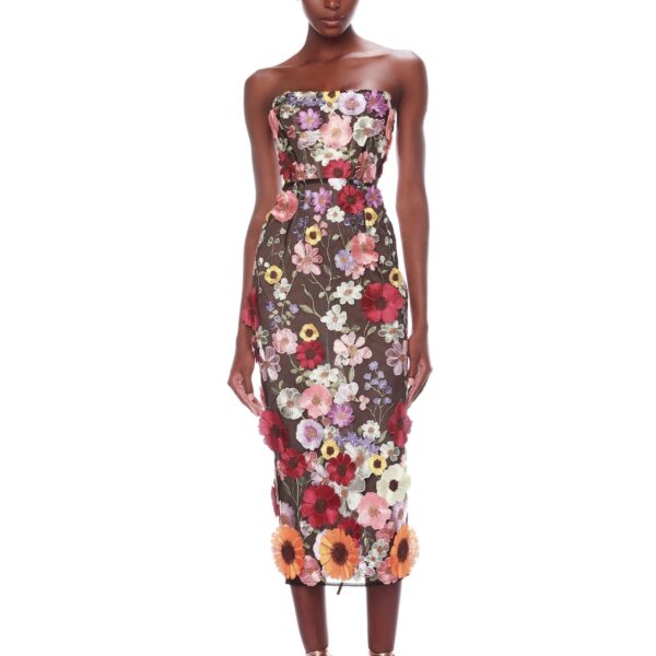 Bronx and Banco Multicolour Bouquet Maraya Multi Midi Dress  a harmonious blend of structured elegance and timeless sophistication
