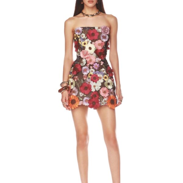 Bronx and Banco Multicolour Bouquet Maraya Multi Strapless Mini Dress  a harmonious blend of structured elegance and timeless sophistication.