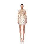Bronx and Banco White Bouquet Maraya White Long Sleeve Mini Dress  a harmonious blend of structured elegance and timeless sophistication