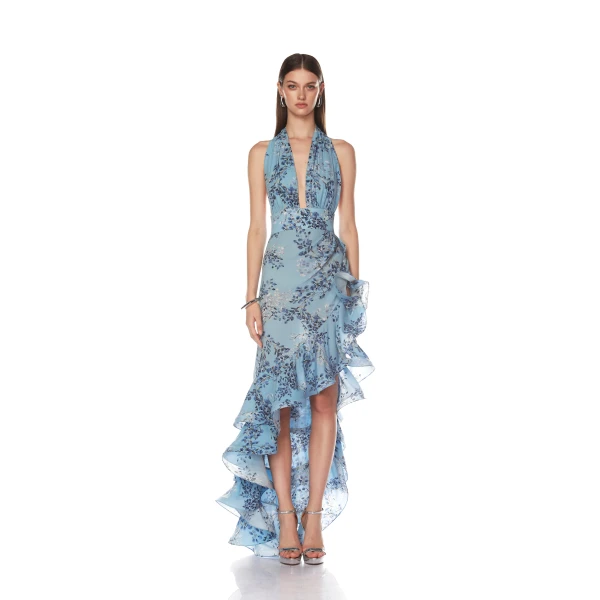 Bronx and Banco Bronte Blue Poppy Maxi Dress