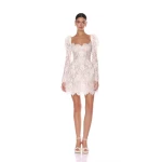 Bronx and Banco White Colette Lace Long Sleeve Mini Dress  a harmonious blend of structured elegance and timeless sophistication