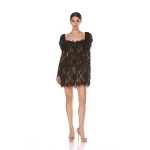 Bronx and Banco Black Colette Lace Noir Long Sleeve Mini Dress  a harmonious blend of structured elegance and timeless sophistication