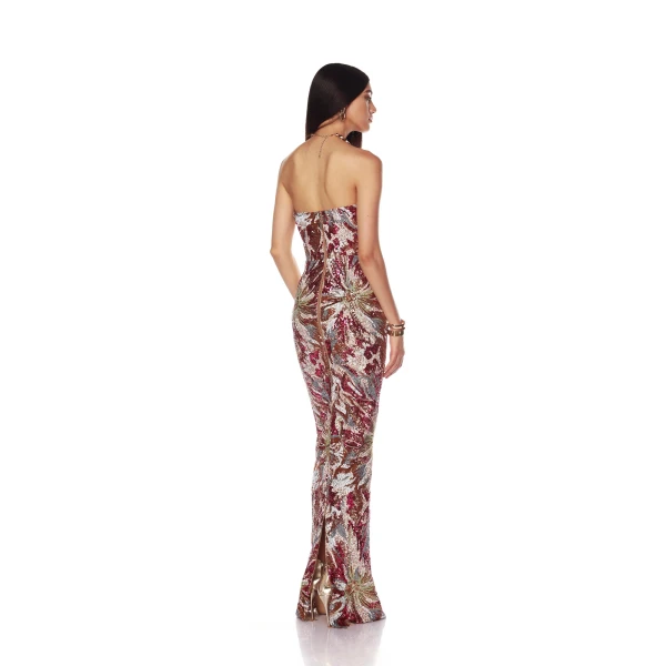 Bronx and Banco Dahlia Fuchsia Multi Maxi Dress, view 4