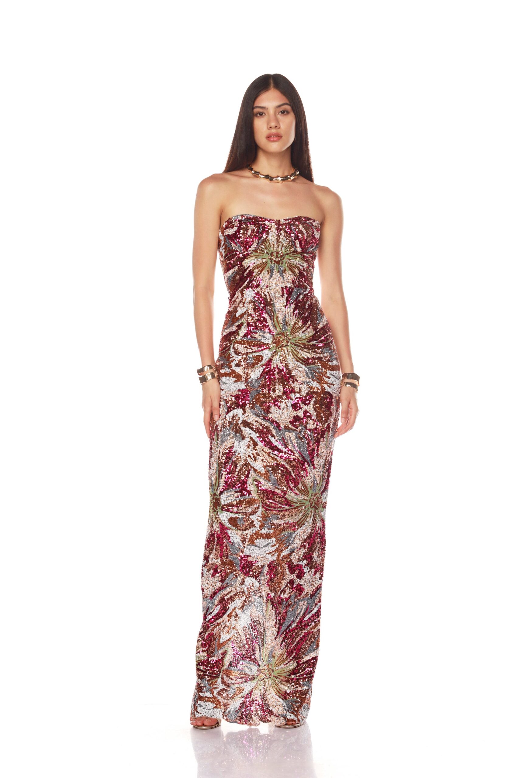 Bronx and Banco Dahlia Fuchsia Multi Maxi Dress Bronx and Banco Pink Dahlia Fuchsia Multi Maxi Dress a harmonious blend of structured elegance and timeless sophistication