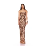 Bronx and Banco Gold Dahlia Gold Multi Gown  a harmonious blend of structured elegance and timeless sophistication