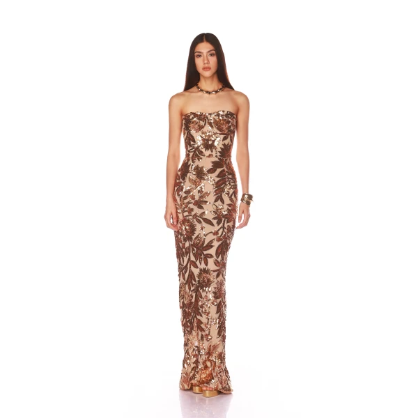 Bronx and Banco Dahlia Gold Multi Gown