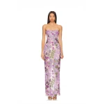 Bronx and Banco Purple Dahlia Lilac Maxi Dress  a harmonious blend of structured elegance and timeless sophistication