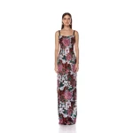 Bronx and Banco Pink Dahlia Pink Multi Maxi Dress  a harmonious blend of structured elegance and timeless sophistication