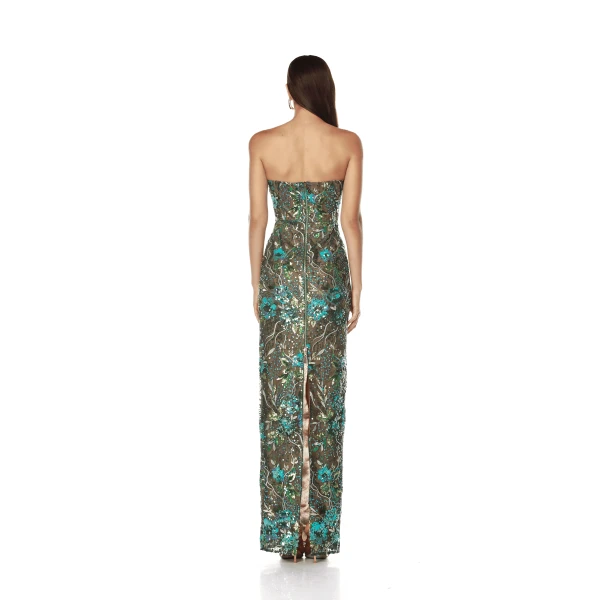 Bronx and Banco Dahlia Teal Multi Maxi Dress, view 2