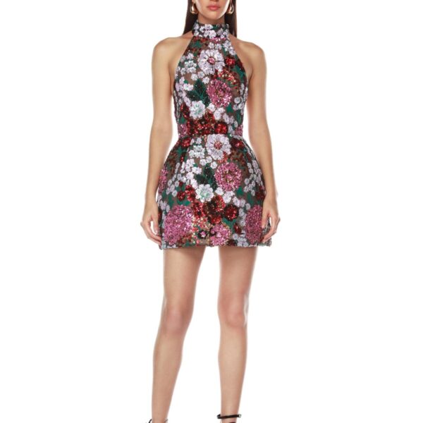 Bronx and Banco Pink Deirdre Pink Multi Mini Dress  a harmonious blend of structured elegance and timeless sophistication.