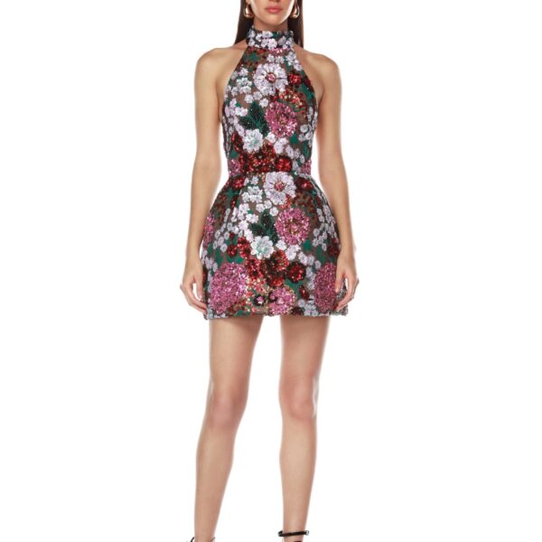 Bronx and Banco Pink Deirdre Pink Multi Mini Dress  a harmonious blend of structured elegance and timeless sophistication