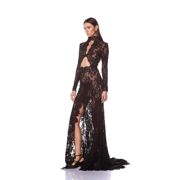 Bronx and Banco Eleanor Black Lace Gown, view 3