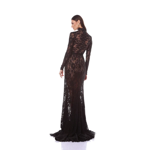 Bronx and Banco Eleanor Black Lace Gown, view 4