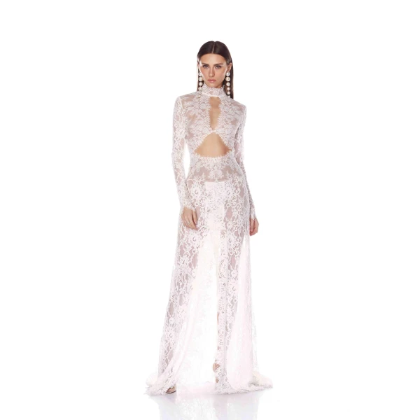 Bronx and Banco Eleanor White Lace Gown, view 3