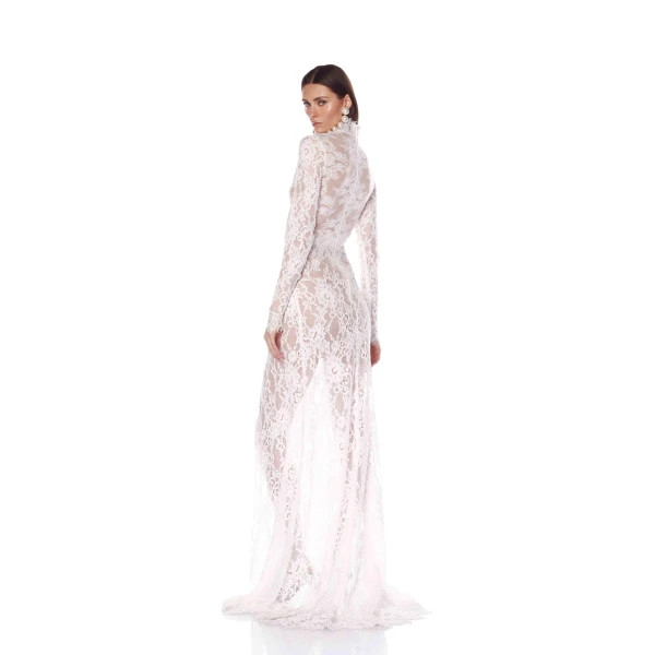 Bronx and Banco Eleanor White Lace Gown, view 4