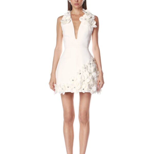 Bronx and Banco White Estelle White Mini Dress  a harmonious blend of structured elegance and timeless sophistication