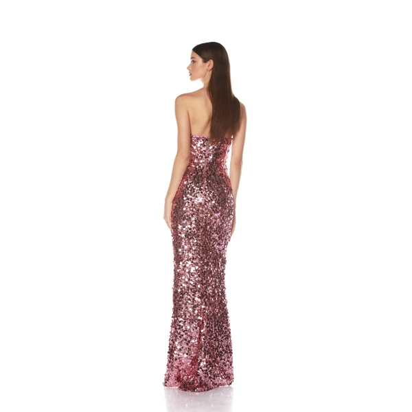 Bronx and Banco Farah Blush Sequin Strapless Gown, view 4
