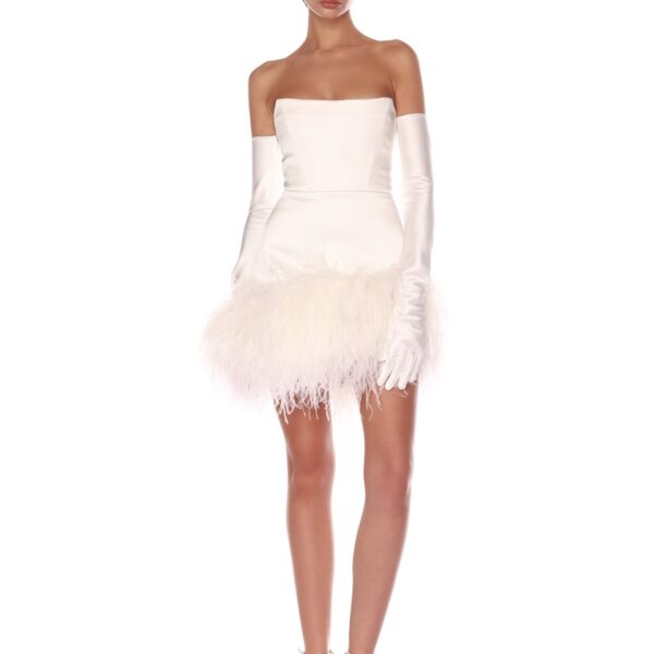 Bronx and Banco White Fiora White Mini Dress  a harmonious blend of structured elegance and timeless sophistication
