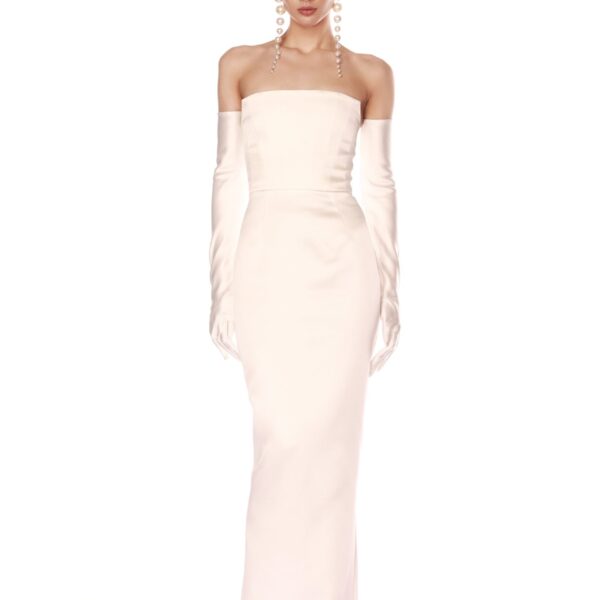 Bronx and Banco Multicolour Florentina Blanc Maxi Dress  a harmonious blend of structured elegance and timeless sophistication