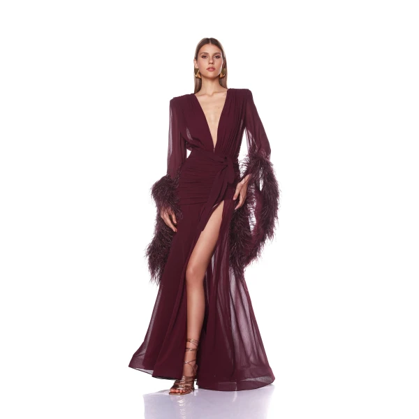 Bronx and Banco Geisha Burgundy Maxi Dress, view 2