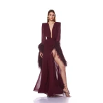 Bronx and Banco Red Geisha Burgundy Maxi Dress  a harmonious blend of structured elegance and timeless sophistication