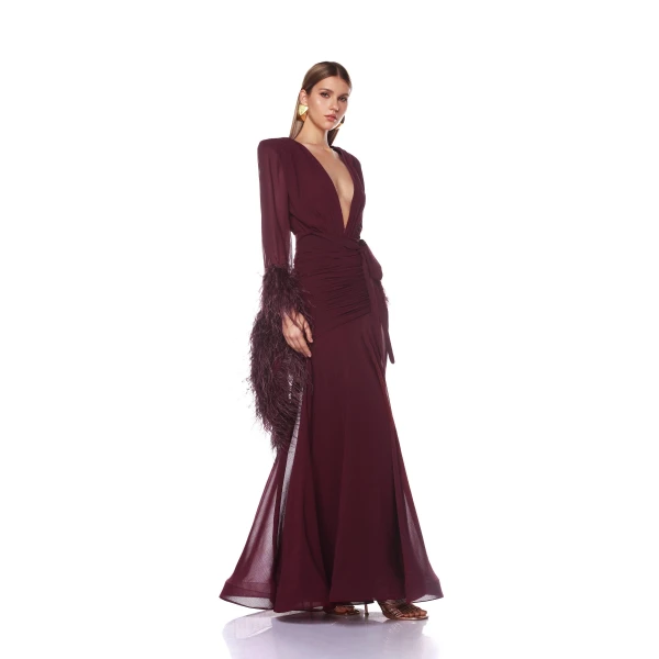 Bronx and Banco Geisha Burgundy Maxi Dress, view 3