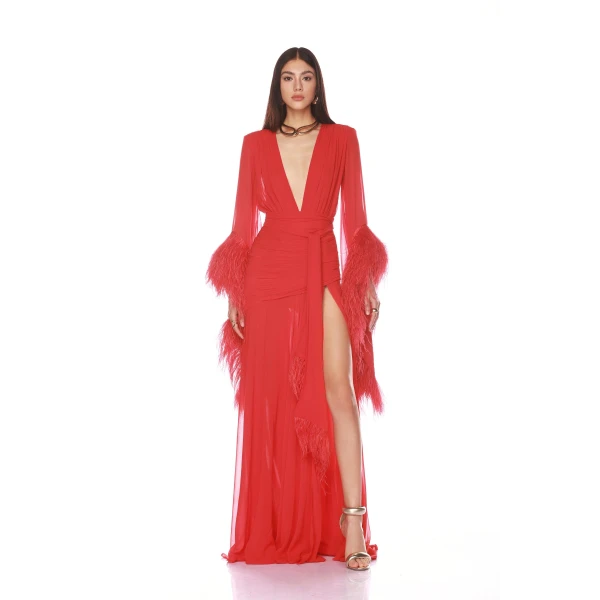 Bronx and Banco Geisha Red Maxi Dress, view 2