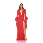 Bronx and Banco Red Geisha Red Maxi Dress  a harmonious blend of structured elegance and timeless sophistication