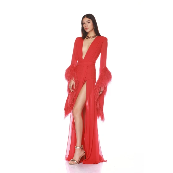Bronx and Banco Geisha Red Maxi Dress, view 3