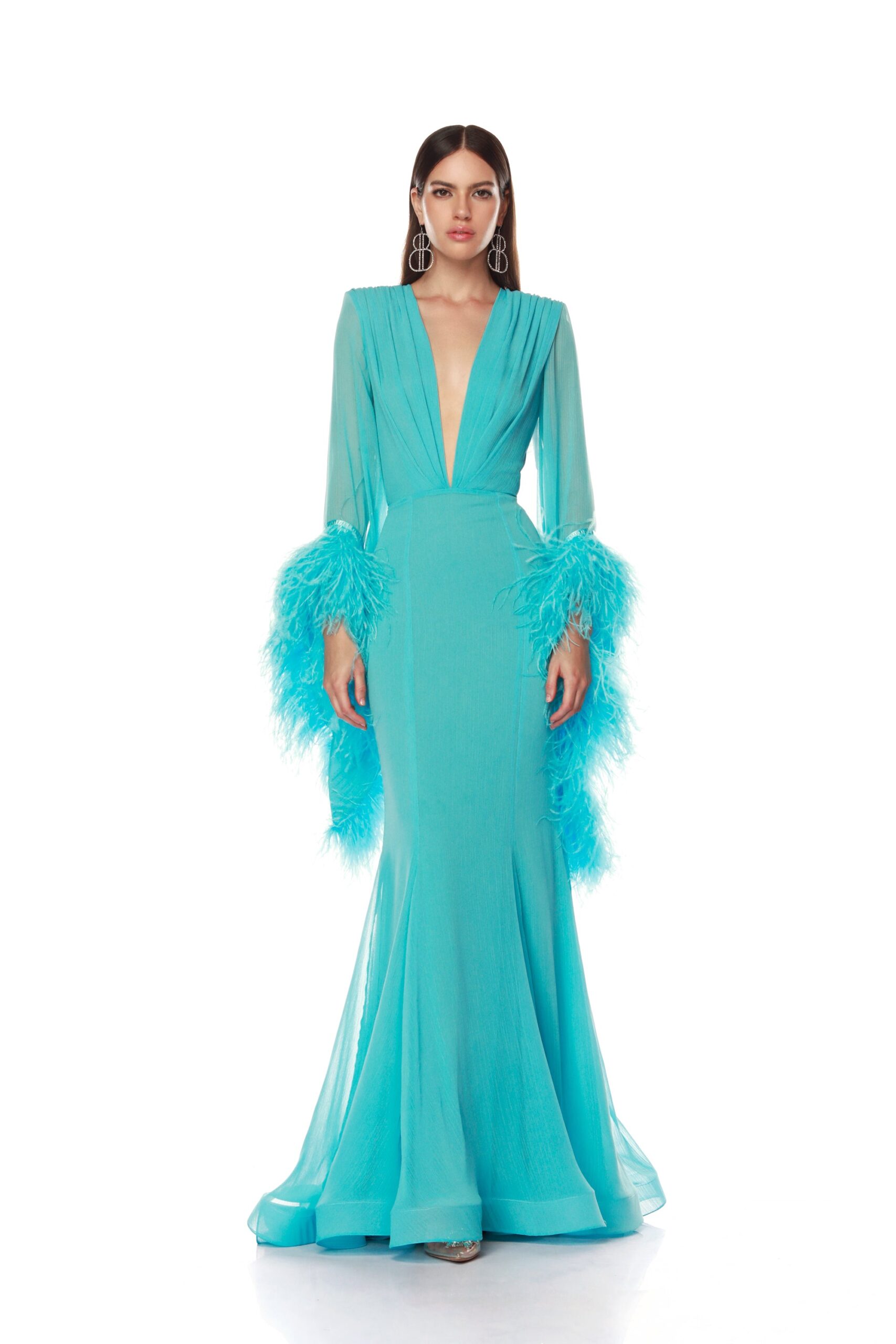 Bronx and Banco Geisha V-Neck Teal Gown Bronx and Banco Green Geisha V-Neck Teal Gown a harmonious blend of structured elegance and timeless sophistication