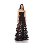 Bronx and Banco Black Harper Strapless Black Gown  a harmonious blend of structured elegance and timeless sophistication