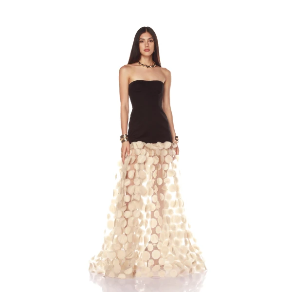 Bronx and Banco Harper Strapless Black and Beige Gown, view 2