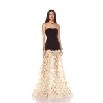 Bronx and Banco Black Harper Strapless Black and Beige Gown  a harmonious blend of structured elegance and timeless sophistication