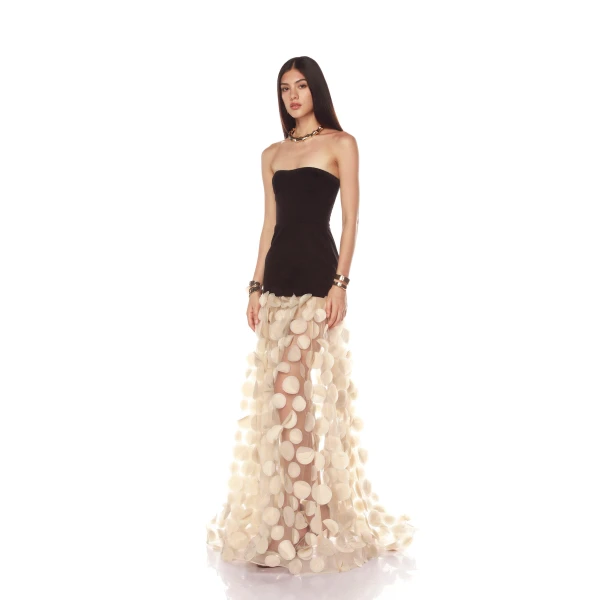 Bronx and Banco Harper Strapless Black and Beige Gown, view 3