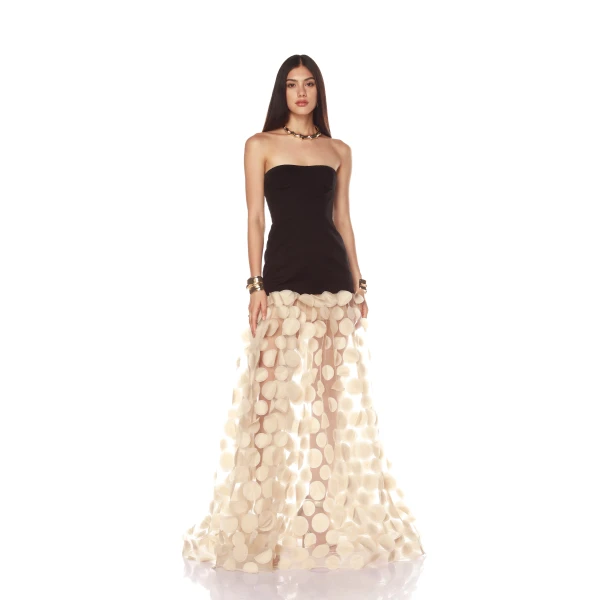 Bronx and Banco Harper Strapless Black and Beige Gown