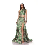 Bronx and Banco Green Jafari Havana Gown  a harmonious blend of structured elegance and timeless sophistication