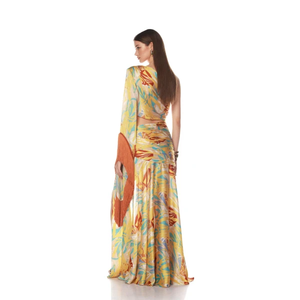 Bronx and Banco Jafari Isla Fringe One Sleeve Gown, view 4