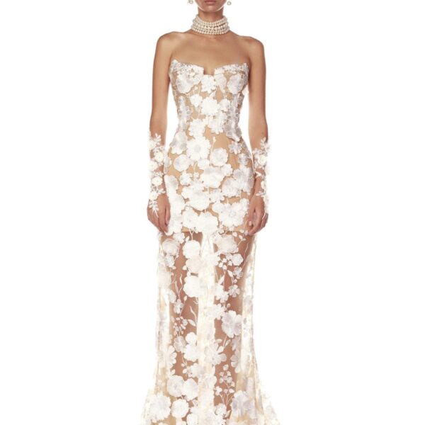 Bronx and Banco Ivory Jasmine Blanc Bridal Gown  a harmonious blend of structured elegance and timeless sophistication.