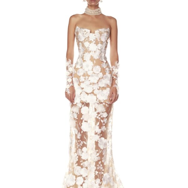 Bronx and Banco Ivory Jasmine Blanc Bridal Gown  a harmonious blend of structured elegance and timeless sophistication