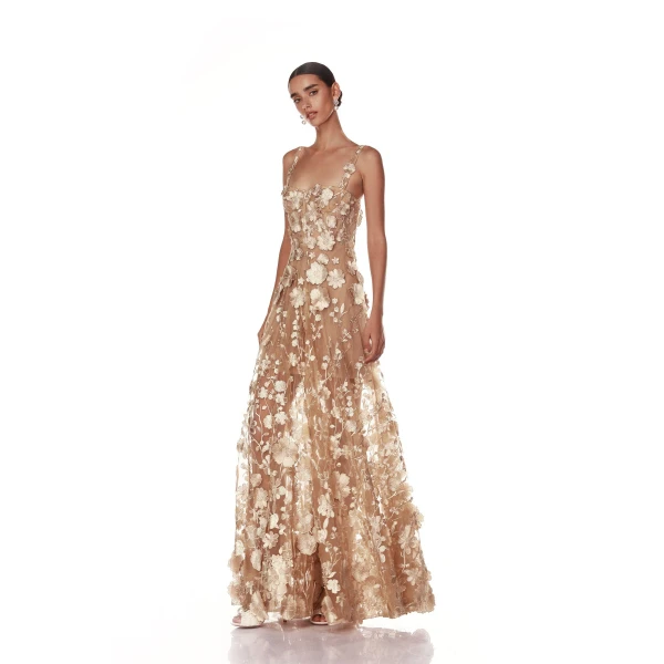 Bronx and Banco Jasmine Gold Gown, view 3