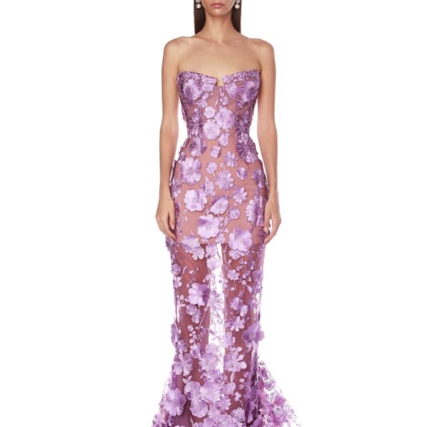 Bronx and Banco Purple Jasmine Lilac Gown  a harmonious blend of structured elegance and timeless sophistication