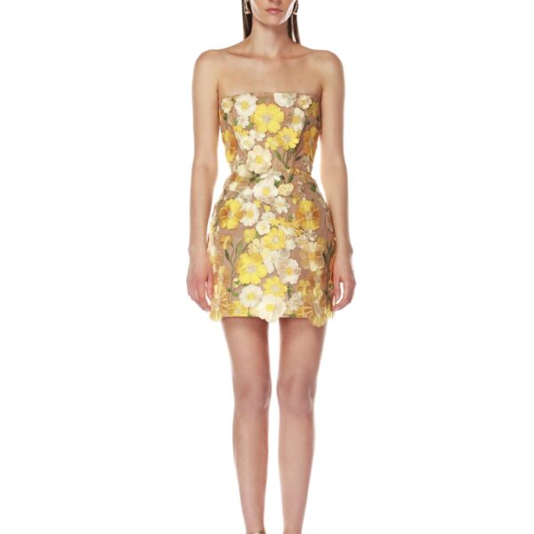 Bronx and Banco Yellow Jasmine Maraya Yellow Mini Dress  a harmonious blend of structured elegance and timeless sophistication