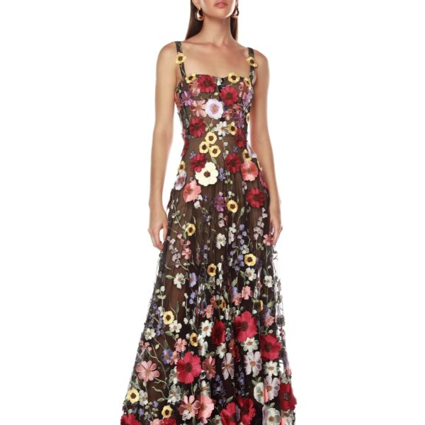 Bronx and Banco Multicolour Jasmine Multi Floral Maxi Dress  a harmonious blend of structured elegance and timeless sophistication.