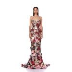 Bronx and Banco Multicolour Jasmine Multi Floral Strapless Gown  a harmonious blend of structured elegance and timeless sophistication