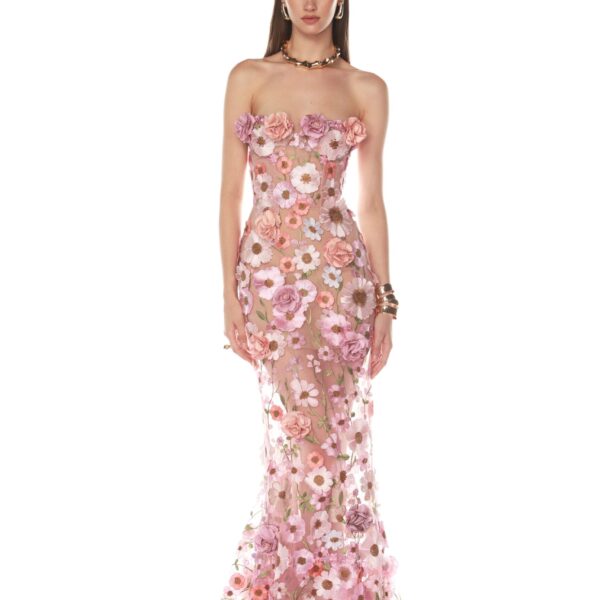 Bronx and Banco Pink Jasmine Pastel Pink Gown  a harmonious blend of structured elegance and timeless sophistication