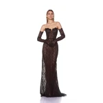 Bronx and Banco Black Kiera Strapless Gown  a harmonious blend of structured elegance and timeless sophistication