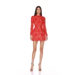 Bronx and Banco Red Maia Red Mini Dress  a harmonious blend of structured elegance and timeless sophistication