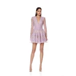 Bronx and Banco Purple Megan Long Sleeve Lavender Mini Dress  a harmonious blend of structured elegance and timeless sophistication